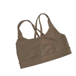 Lululemon Women’s Light Brown Strappy Crossback Sports Bra Size 4 no pads nude
